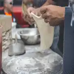 stretching dough
